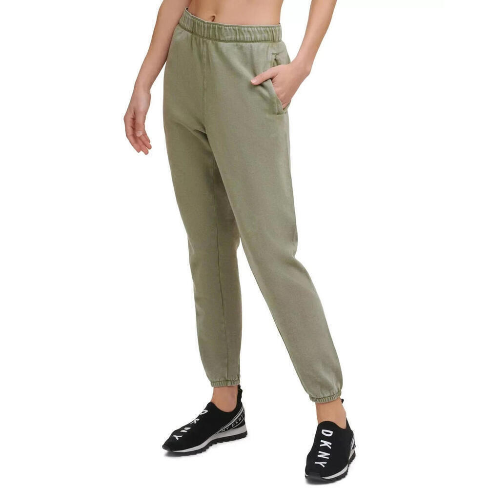 New DKNY Womens Cotton Jogger Pants, Color: Olive, Size: Large